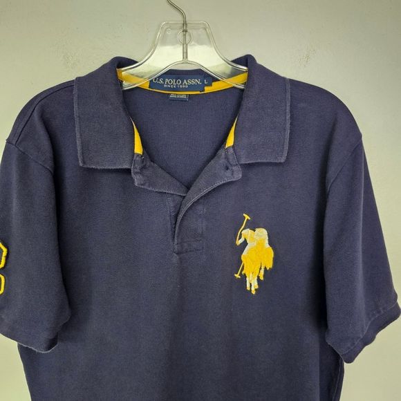 US Polo Assn Polo Blue Knit Collared Short Sleeve Large Logo Sz L Activewear - Picture 4 of 12